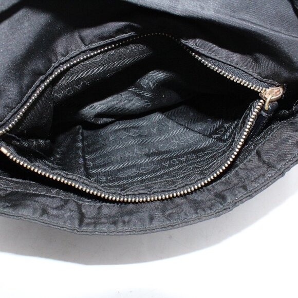 Pre-Owned Prada Nylon Tessuto Shoulder Messenger Bag in Black with Gold Hardware - Picture 12 of 15